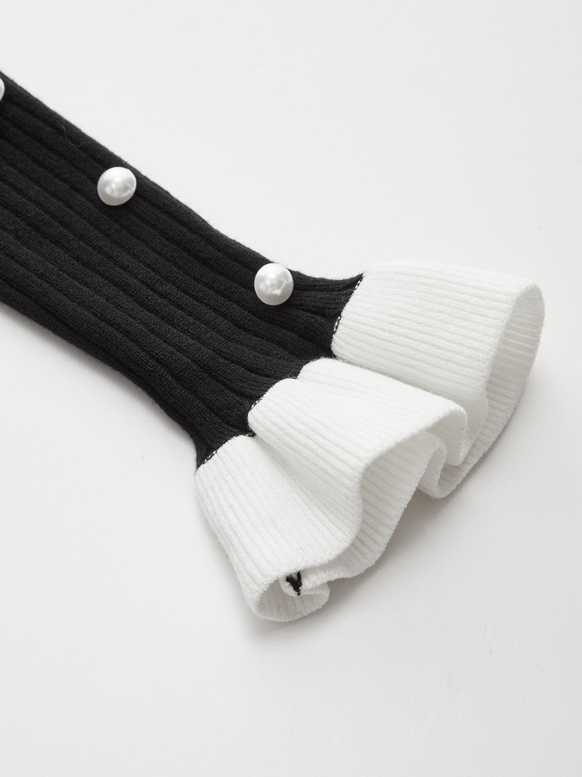 Kontrast Fırfırlı Yaka Örgü Midi Elbise