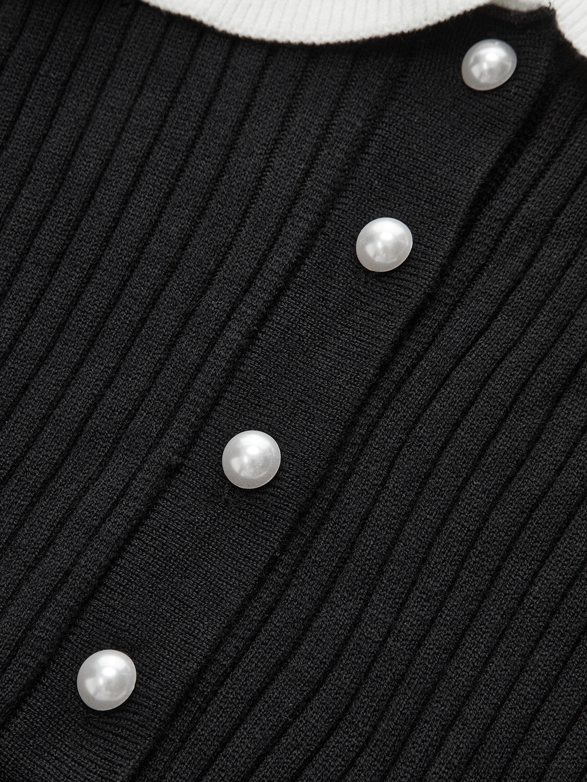 Kontrast Fırfırlı Yaka Örgü Midi Elbise