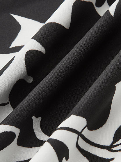 Volanlı Yakalı Kemerli Çiçek Desenli Uzun Elbise