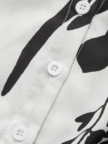 Volanlı Yakalı Kemerli Çiçek Desenli Uzun Elbise