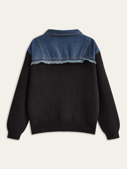 Kot Panel Fermuarlı Hırka