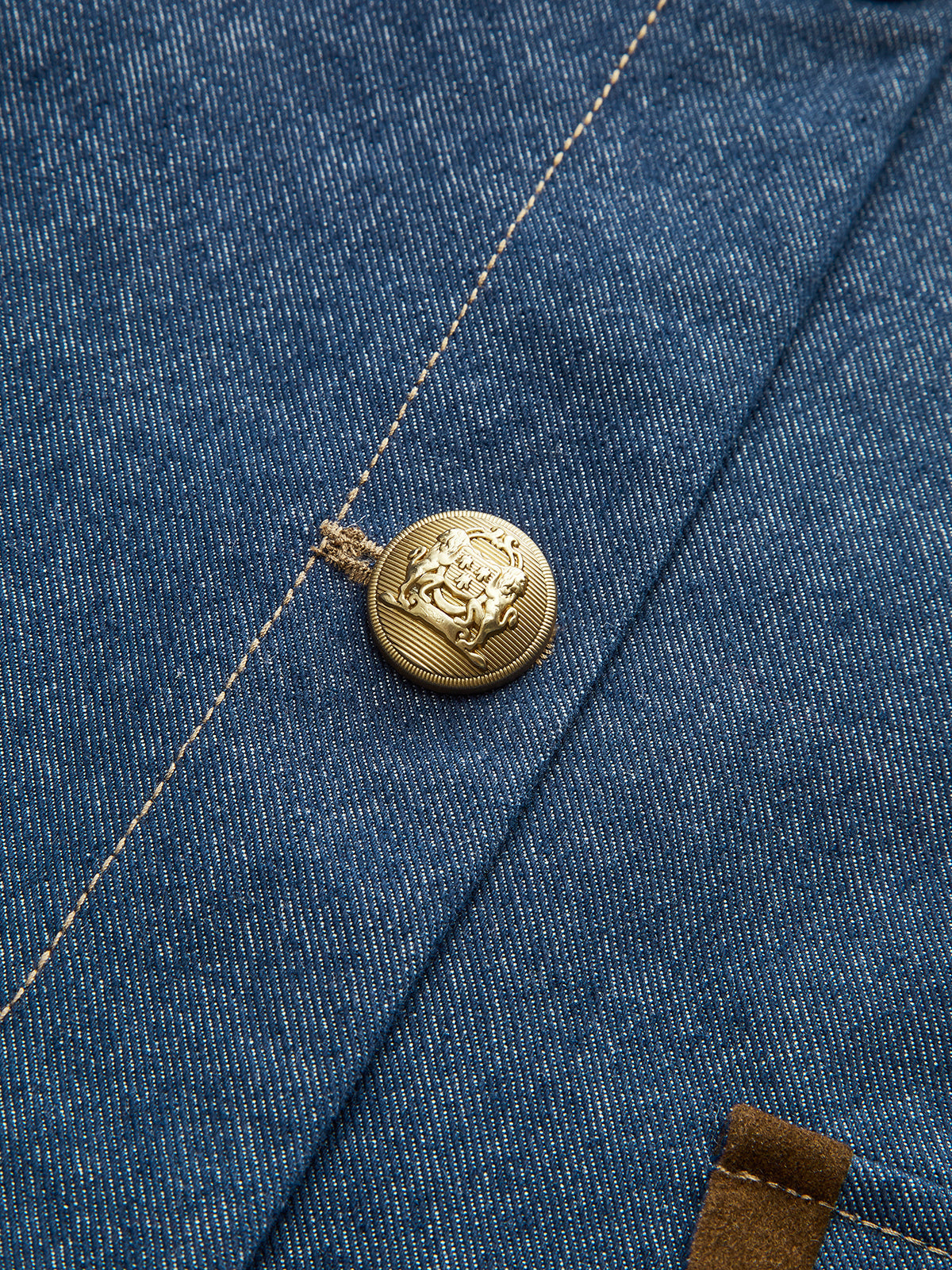 Metal Düğmeli Süet Yaka Kot Ceket