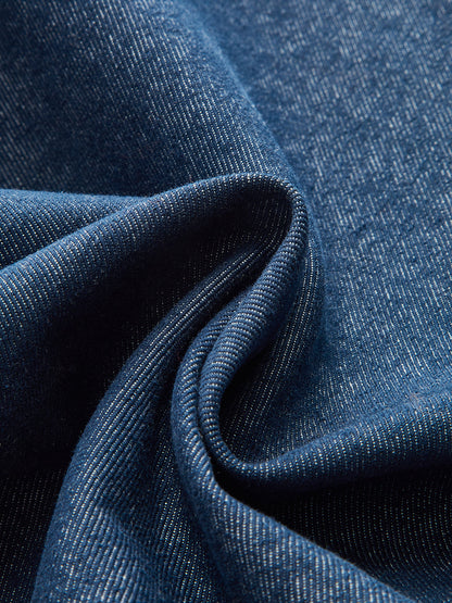 Metal Düğmeli Süet Yaka Kot Ceket