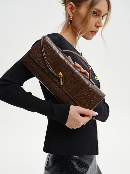 Timsah Kabartmalı PU Deri Çanta