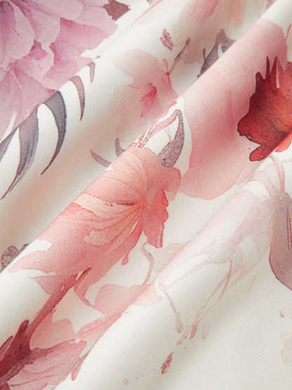 Çiçek Desenli Uzun Kollu Maksi Elbise