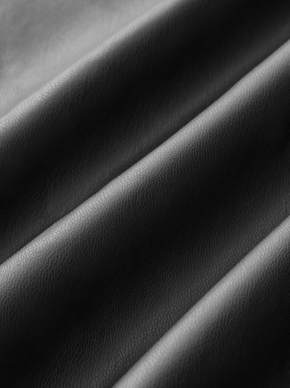 Dantelli Yırtmaçlı PU Deri Midi Etek