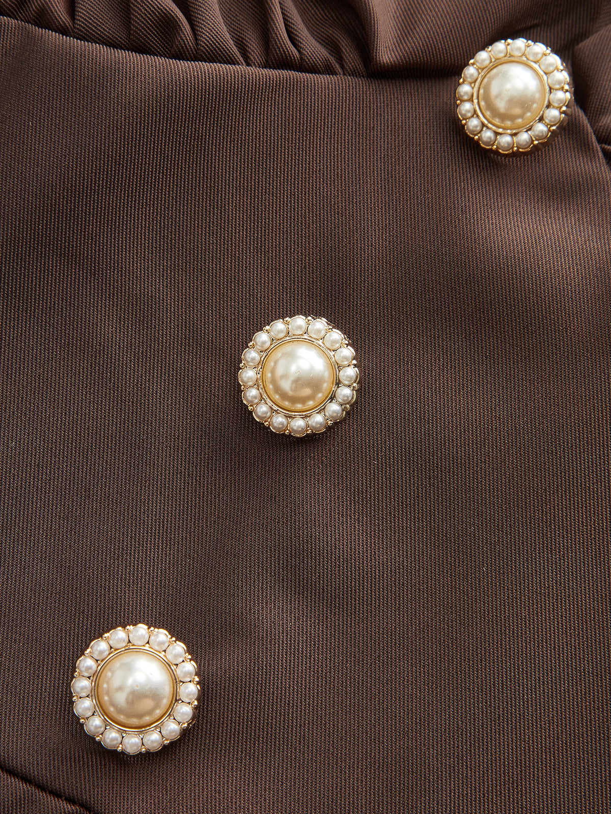 V Yaka Puf Kollu Düğmeli Dar Elbise