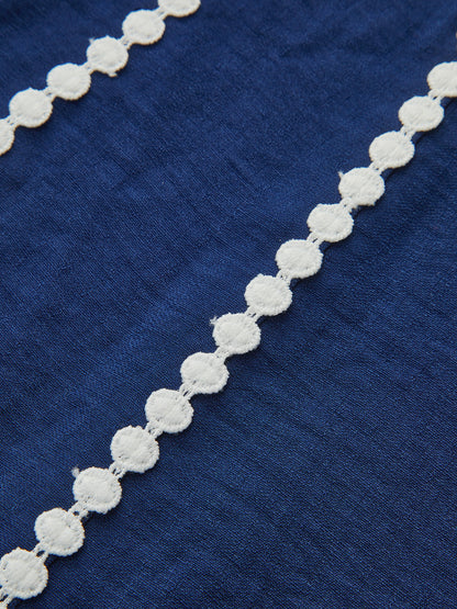 Kontrast Dantel Kenarlı Kemerli Gömlek Elbise