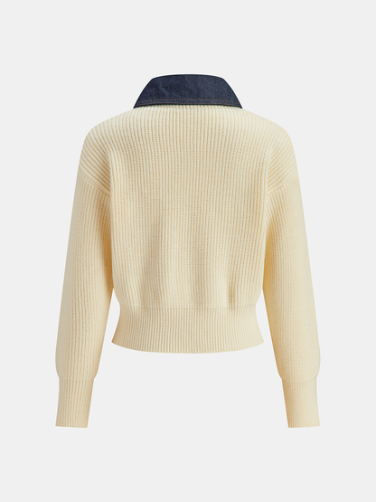 Kot Panel Fermuarlı Örme Hırka