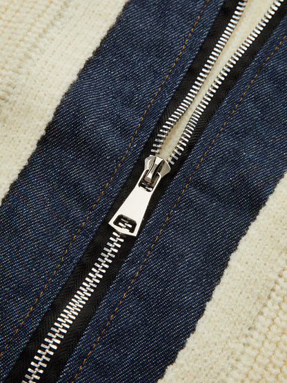 Kot Panel Fermuarlı Örme Hırka