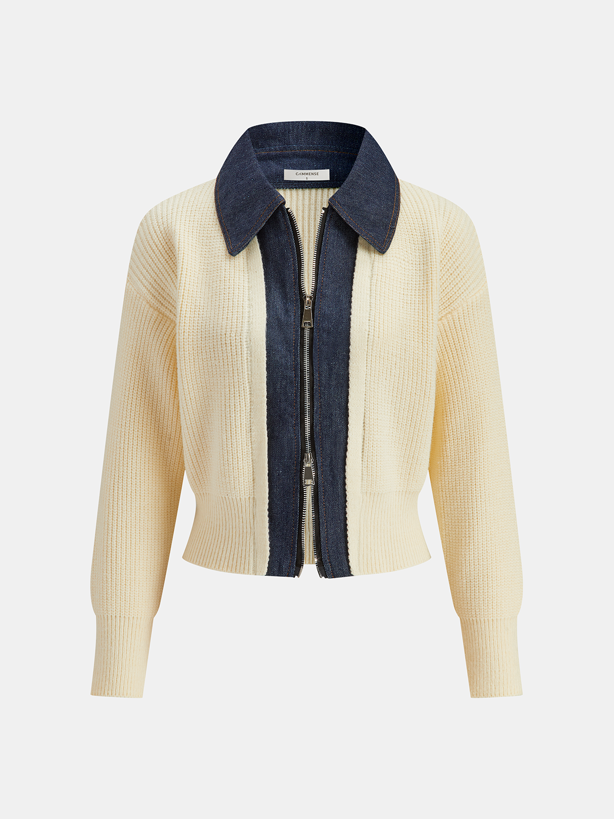 Kot Panel Fermuarlı Örme Hırka