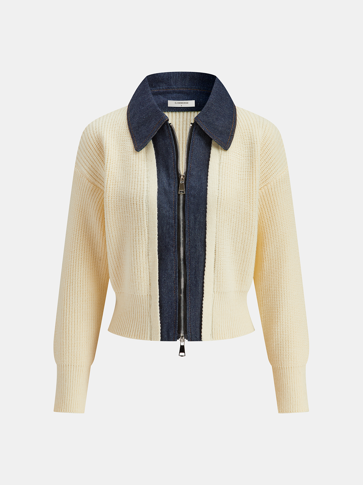 Kot Panel Fermuarlı Örme Hırka