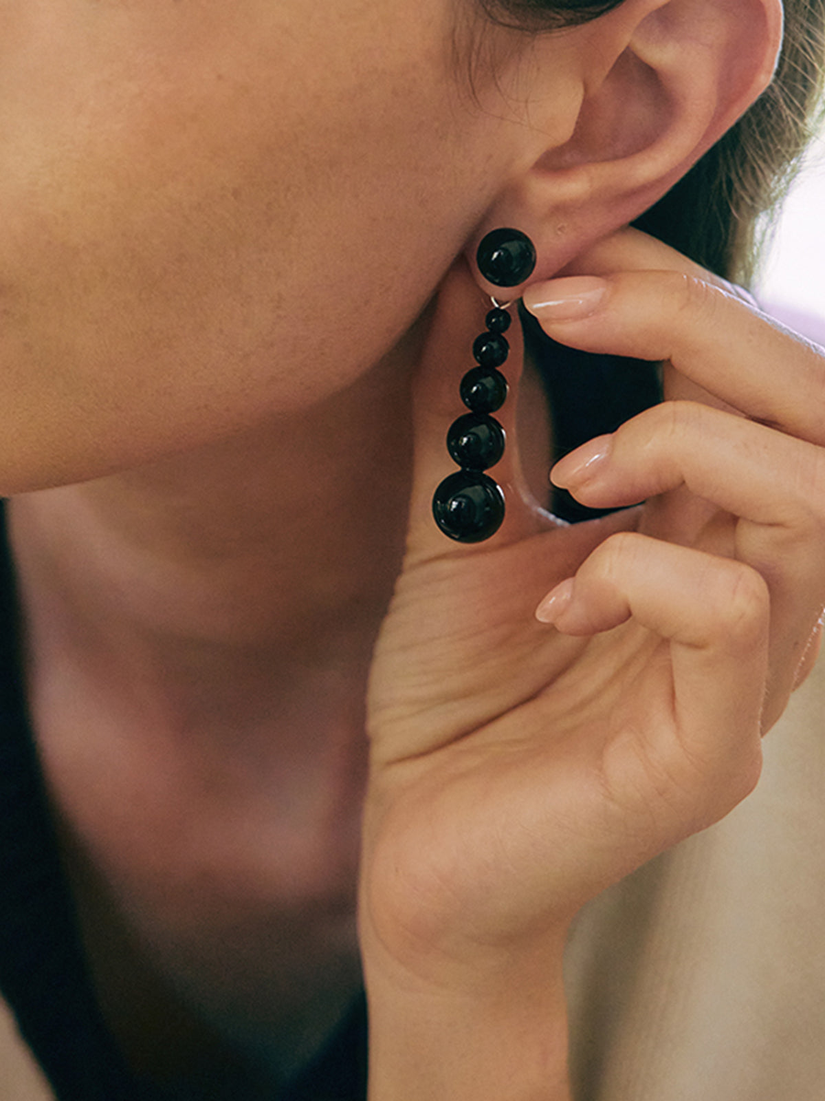 Akik Boncuklu Damla Küpeler