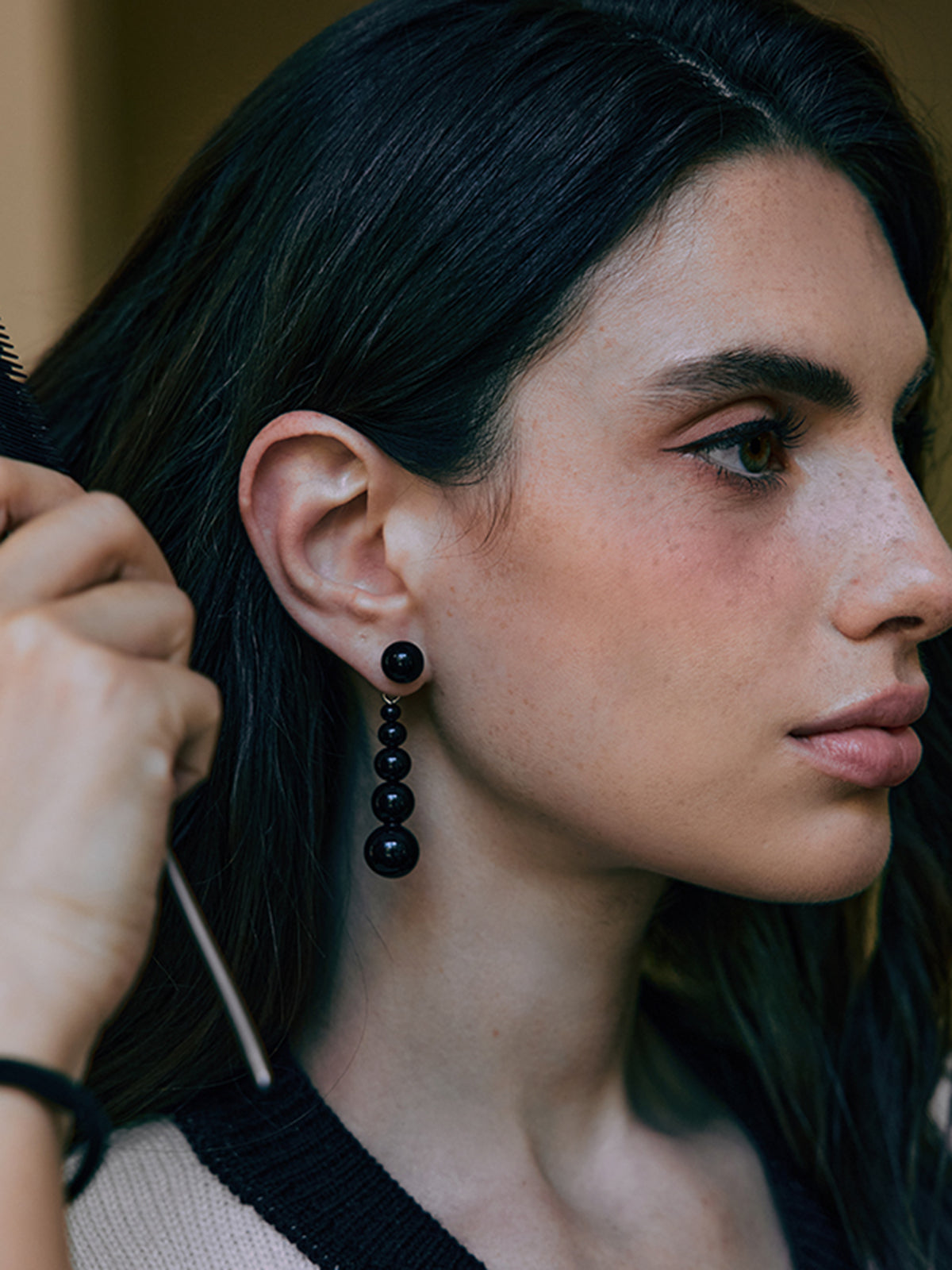 Akik Boncuklu Damla Küpeler