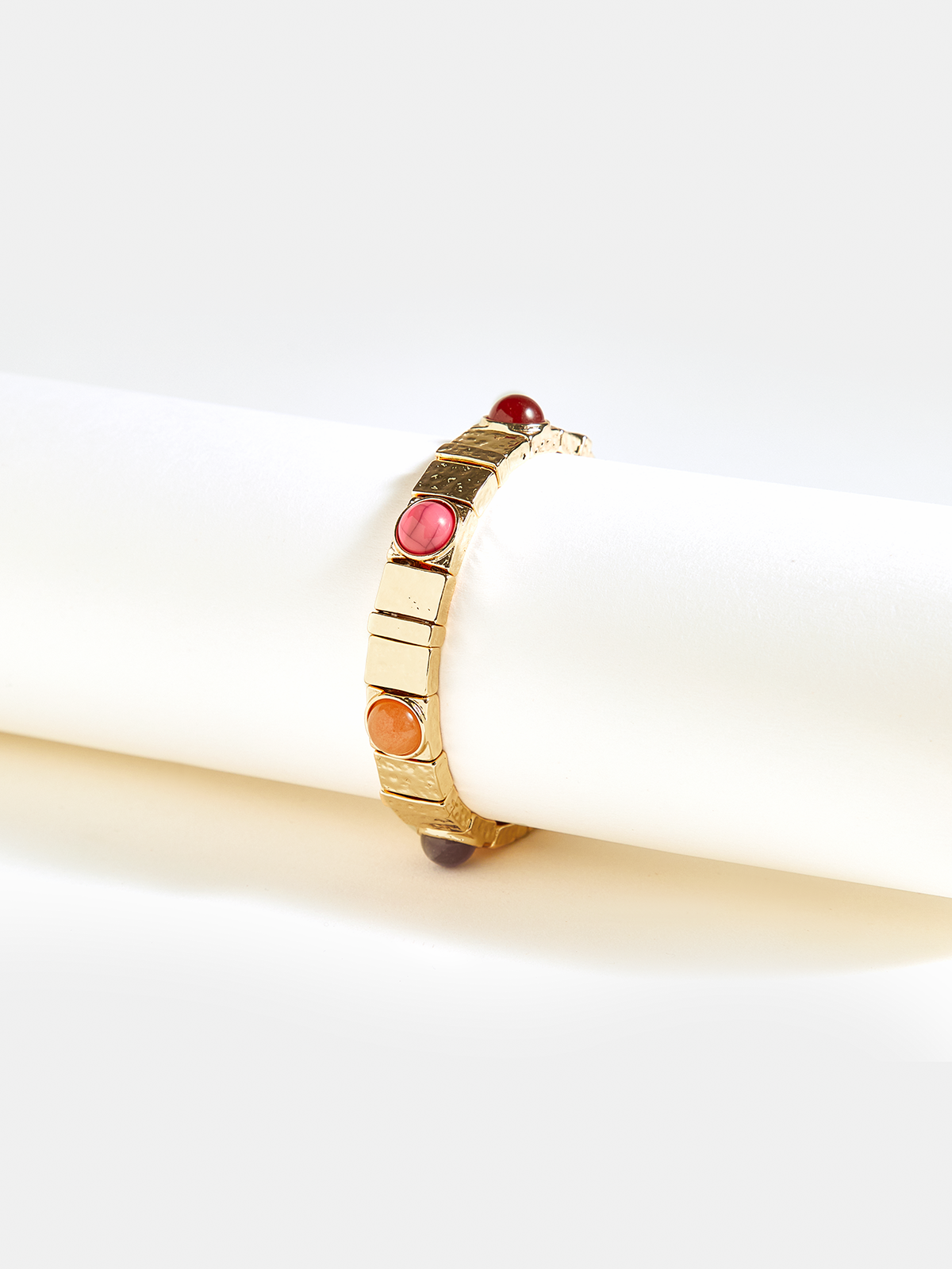 Renkli Değerli Taşlı Elastik Altın Bileklik