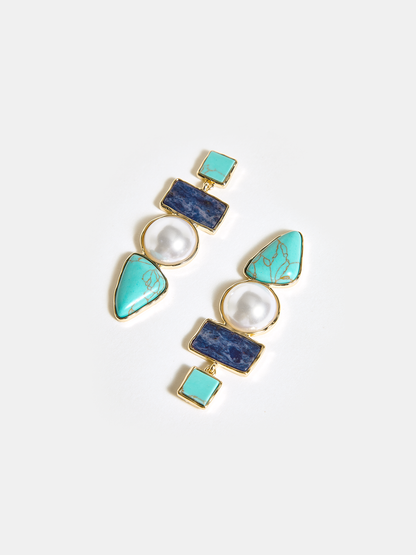 Katmanlı Geometrik İnci Küpeler