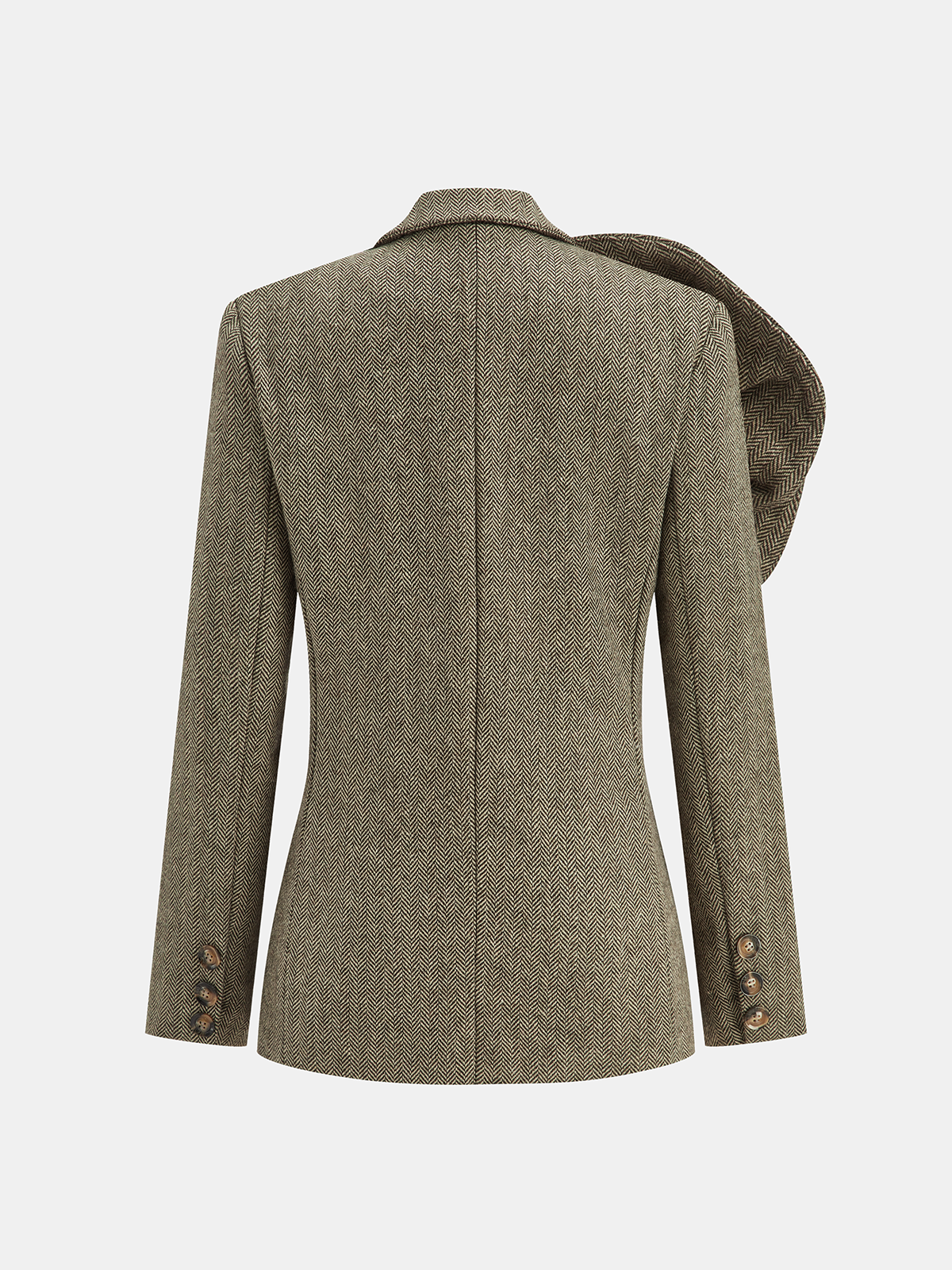 Büyük 3D Çiçekli Tek Düğmeli Tweed Blazer