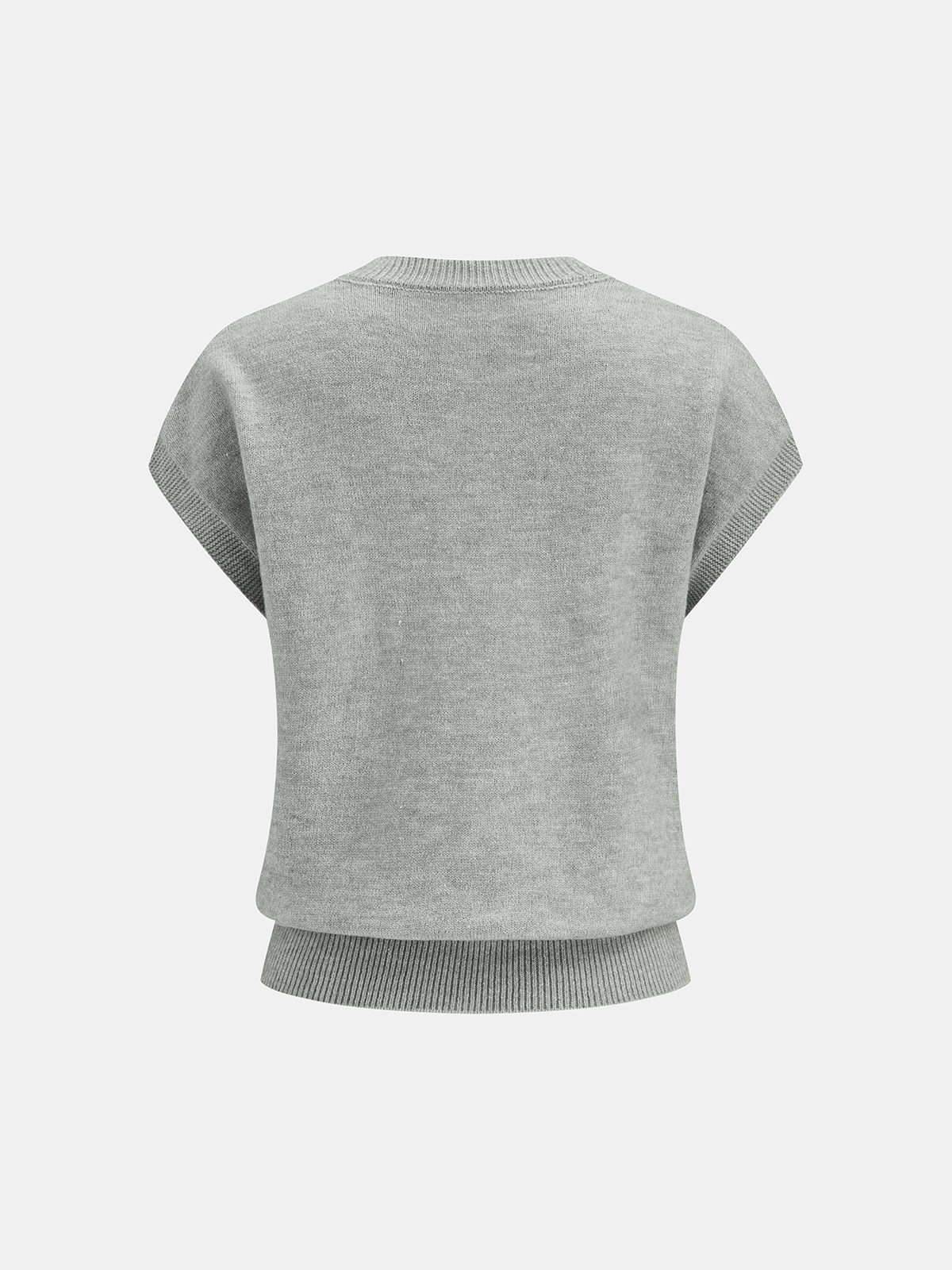 Çiçek Aplikeli Kısa Kollu Kazak Yelek