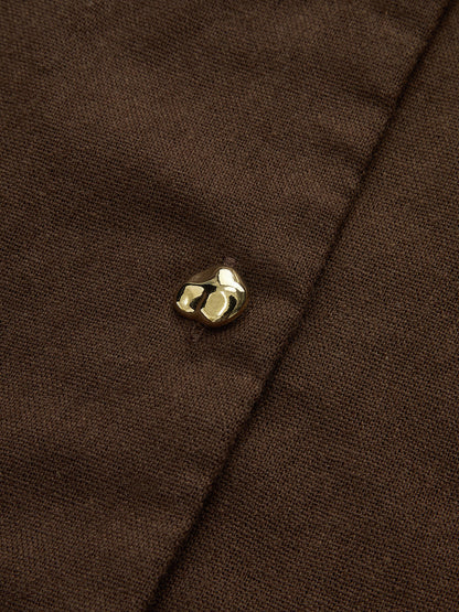 Kemerli Önü Düğmeli Gömlek Elbise