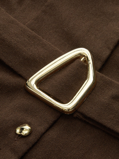 Kemerli Önü Düğmeli Gömlek Elbise