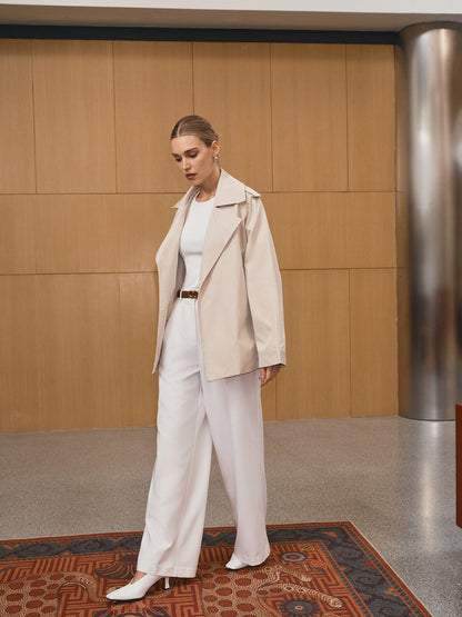 Geniş Yakalı Kemerli Trençkot