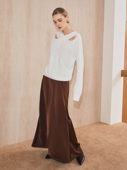 Çapraz Yaka Kesik Örgü Kazak