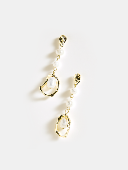 İnci Altın Sarkan Küpeler