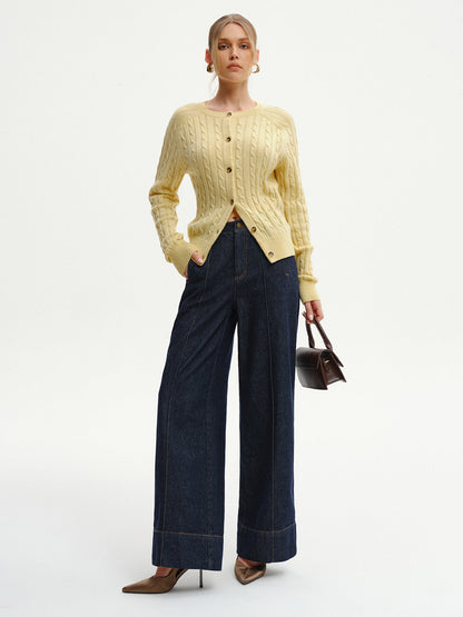 Kablo Örgülü Düğmeli Hırka