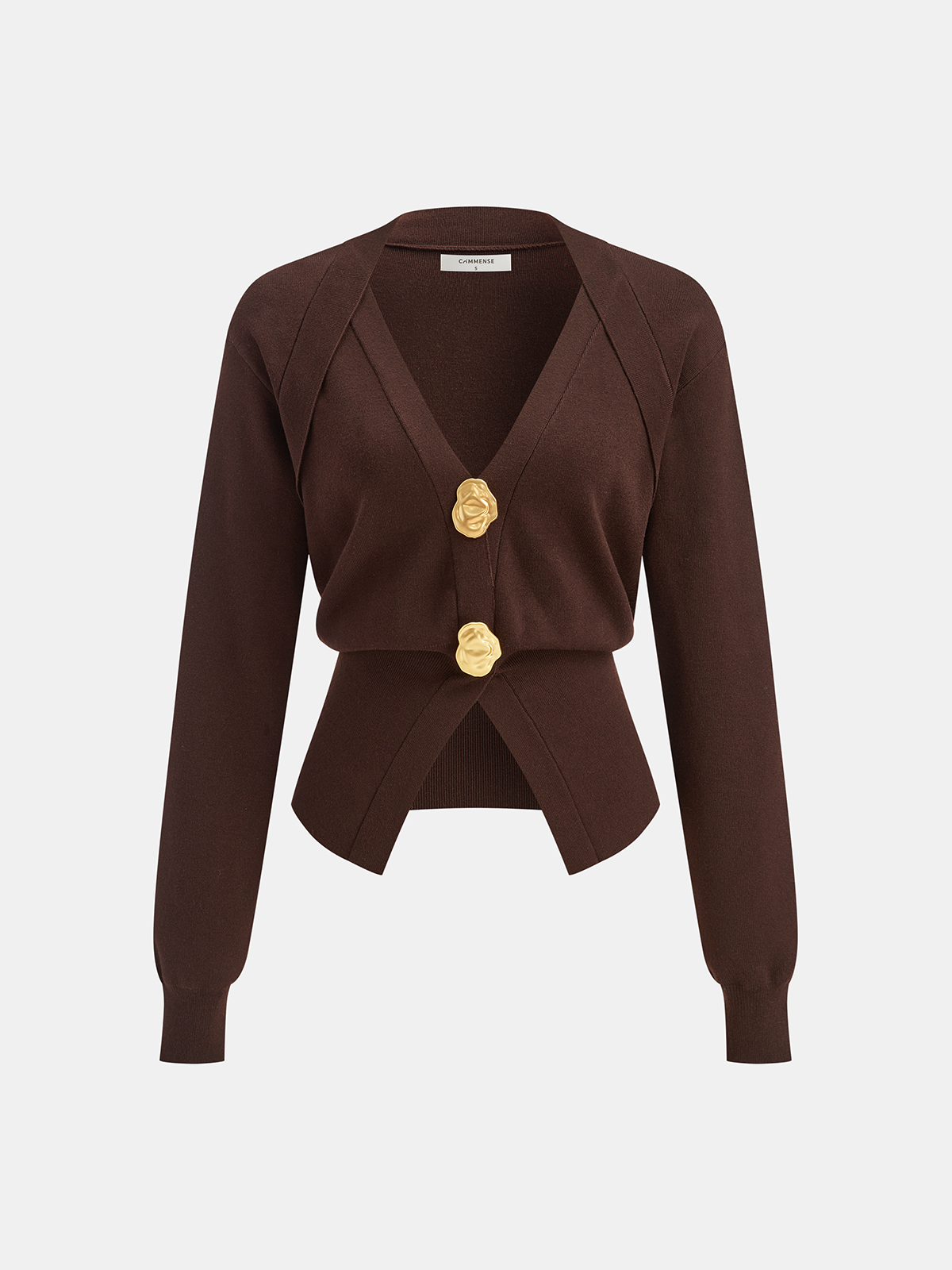 Metal Düğmeli V Yaka Örgü Hırka