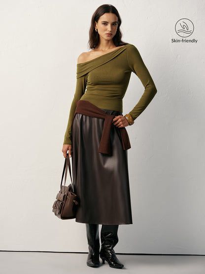 Tek Omuzlu Uzun Kollu Tişört