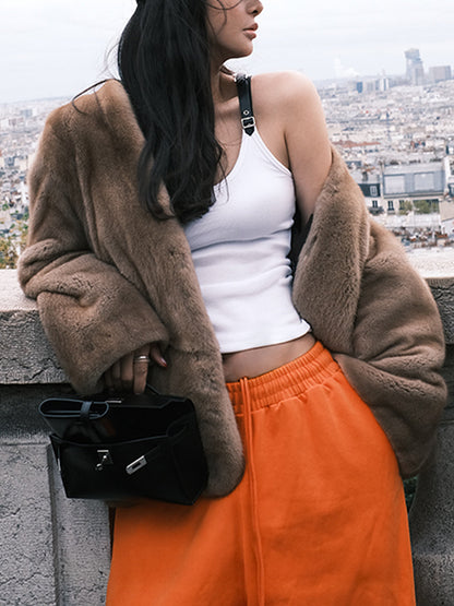 Kaburgalı Esnek Suni Deri Tokalı Vintage Atlet