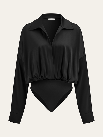 Saten Yaka Uzun Kollu Bodysuit