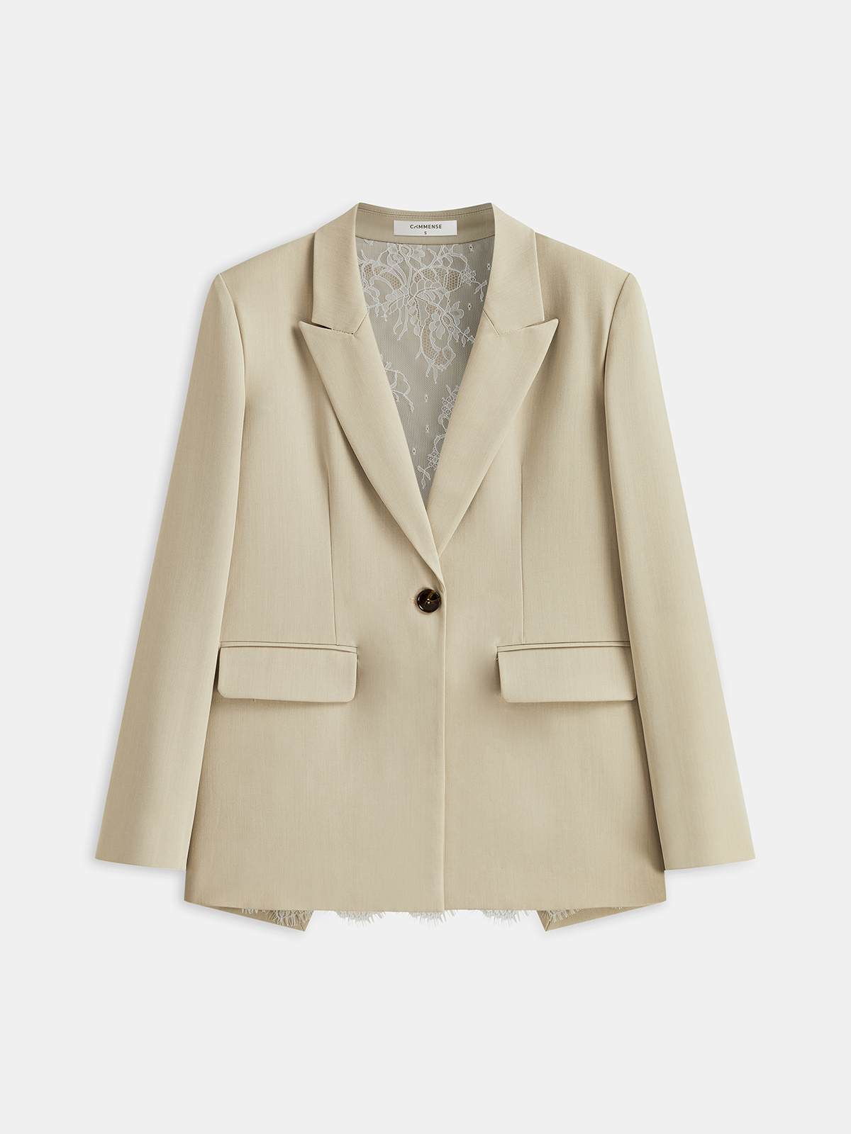 Dantel Detaylı Tek Düğmeli Blazer