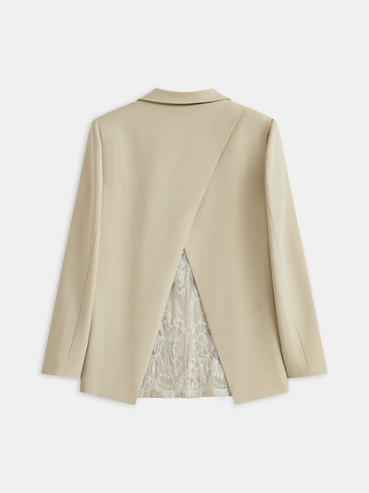Dantel Detaylı Tek Düğmeli Blazer