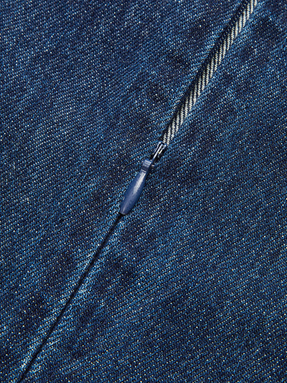 Metal Detaylı Kot Kolsuz Mini Elbise