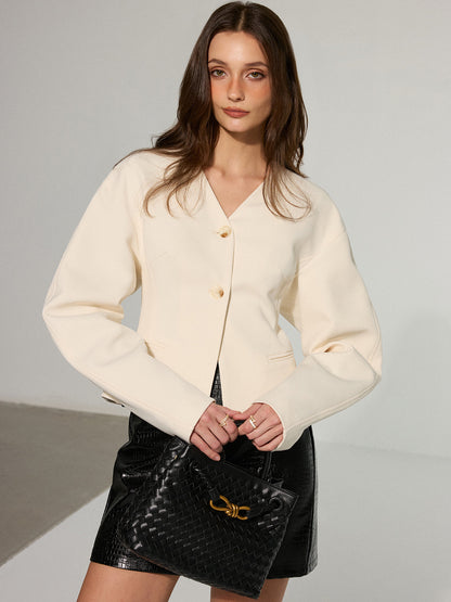 Düşük Omuzlu V Yaka Blazer