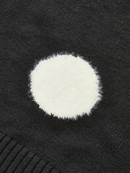 Büyük Puantiyeli Dik Yaka Kazak