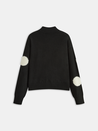 Büyük Puantiyeli Dik Yaka Kazak