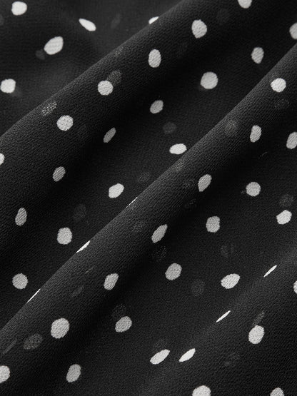 Fırfırlı Puantiyeli Şifon Gömlek