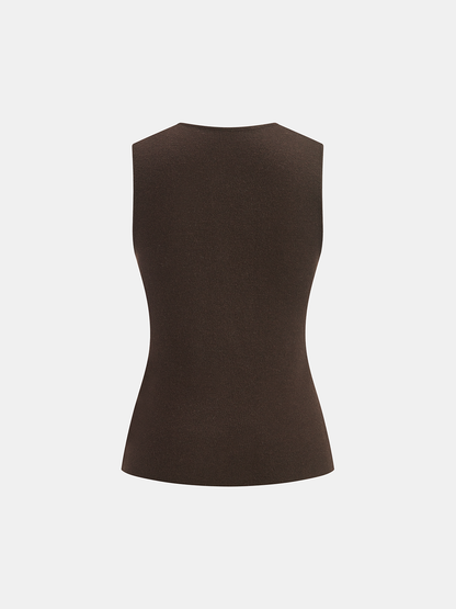 Yün Karışımlı Metal Düğmeli Yelek ve Etek Takımı