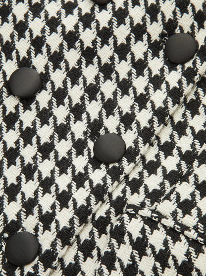 Houndstooth Tweed Kruvaze Blazer