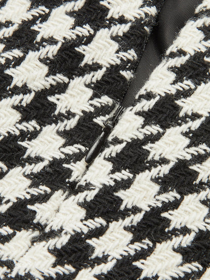 Balık Sırtı Tweed Ön Yırtmaçlı Uzun Etek