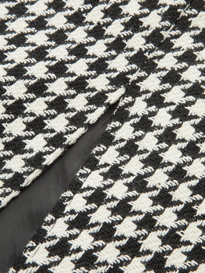 Balık Sırtı Tweed Ön Yırtmaçlı Uzun Etek