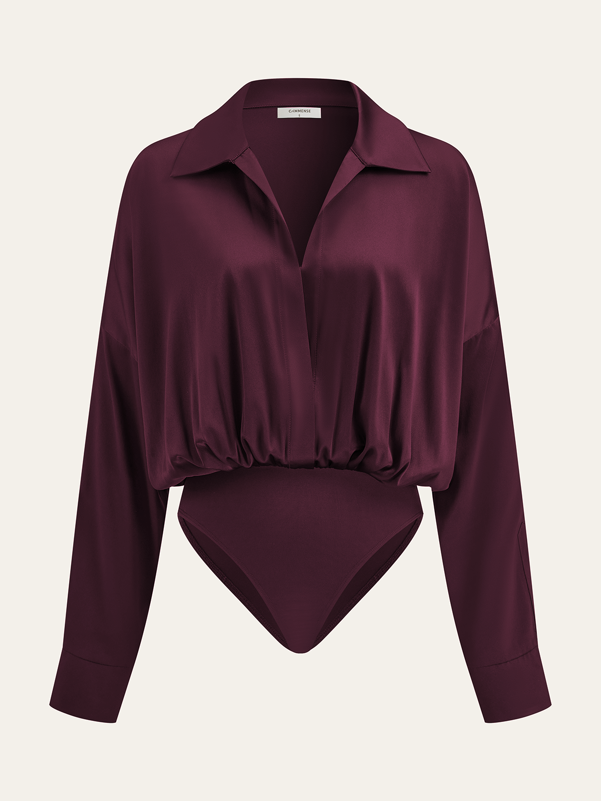 Saten Yaka Uzun Kollu Bodysuit