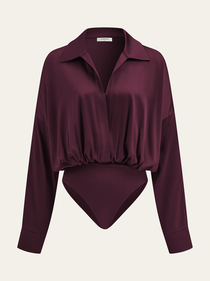 Saten Yaka Uzun Kollu Bodysuit