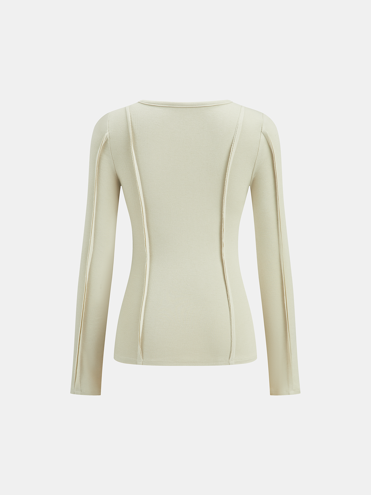 Dikiş Detaylı Yuvarlak Yaka Uzun Kollu Tişört