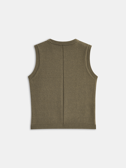 Yuvarlak Yaka Örgü Yelek