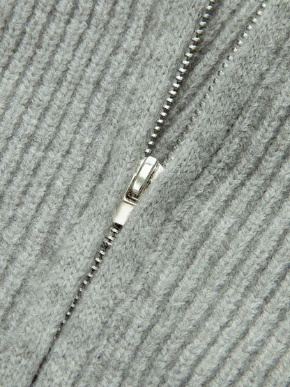 Yuvarlak Yaka Fermuarlı Örme Dış Giyim