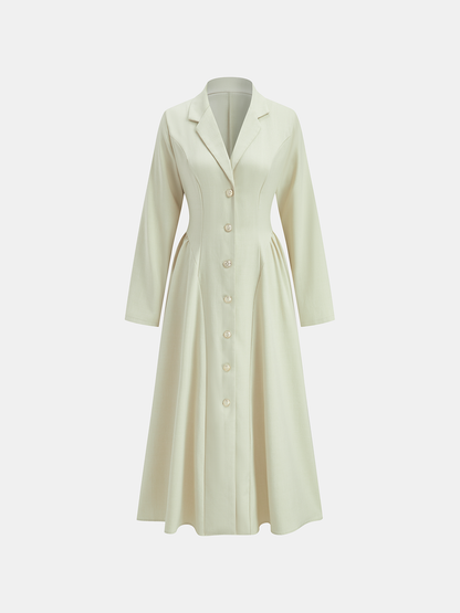 Yakalı Düğmeli Uzun Elbise