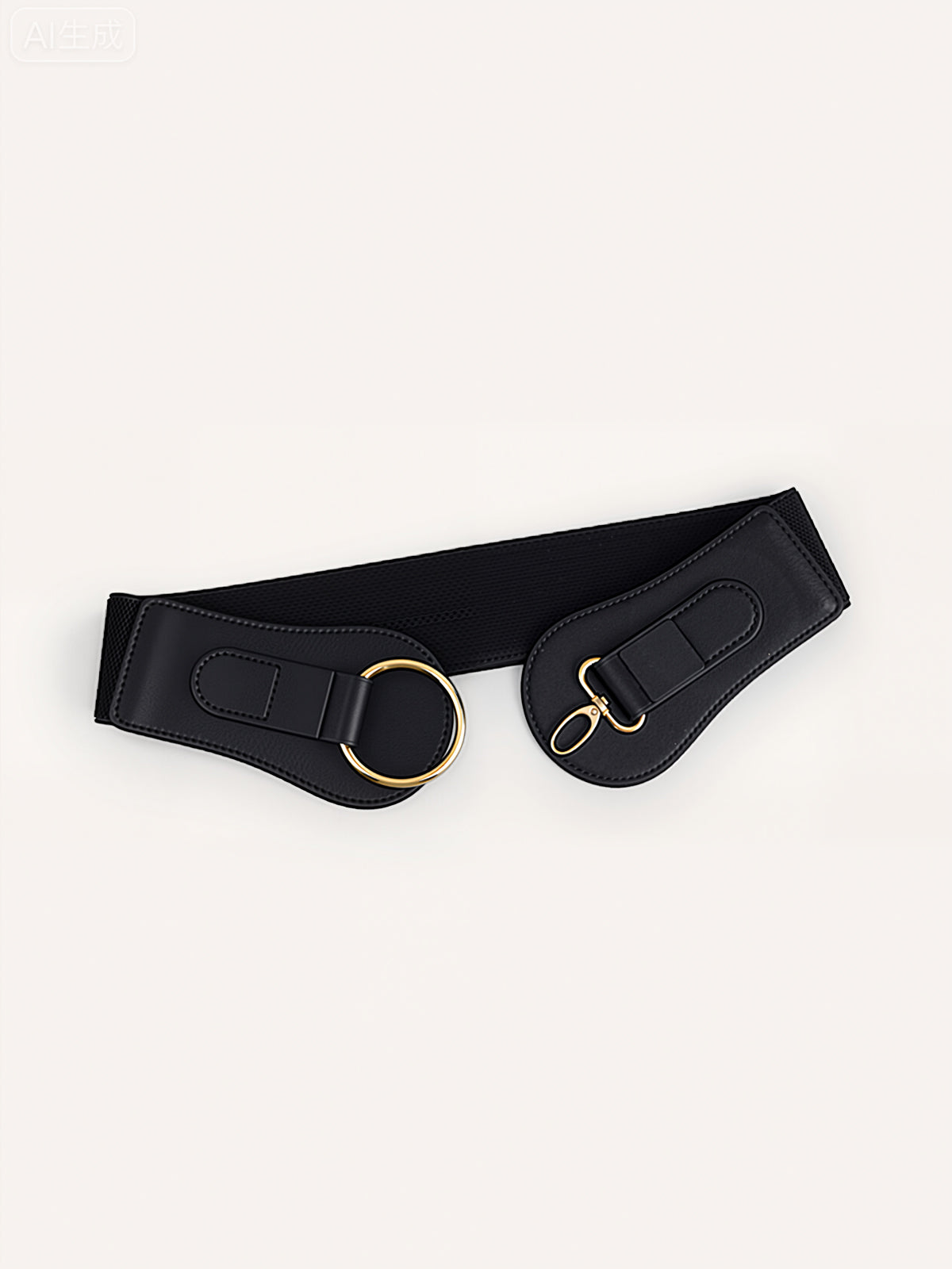 Altın Yuvarlak Tokalı PU Deri Geniş Kemer